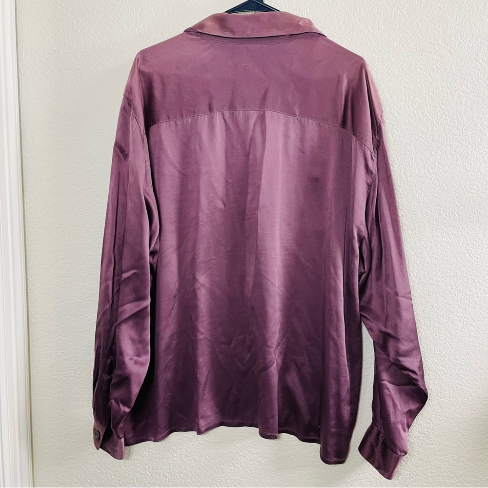 Vintage Mondi Muted Purple 100% Silk Button Up Dress Shirt Blouse | XL - Picture 4 of 6